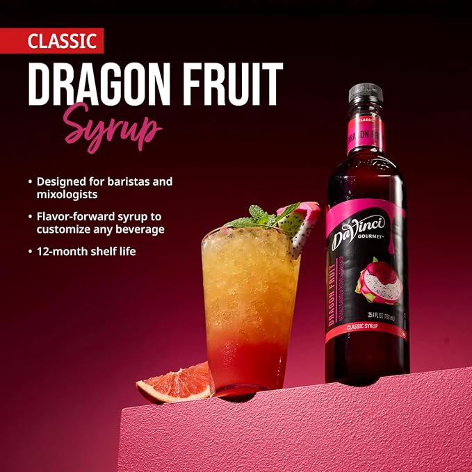 DaVinci Gourmet Dragon Fruit Syrup, 25.4 Fluid Ounces (Pack of 1)