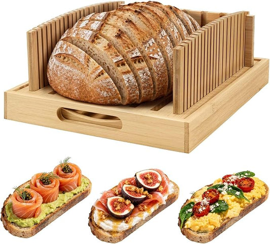 Bread Slicing Guide for Homemade Bread, Even Slicing Guides Fit Multi Size Bread, Bamboo Bread Slicer Guide for Home Baking