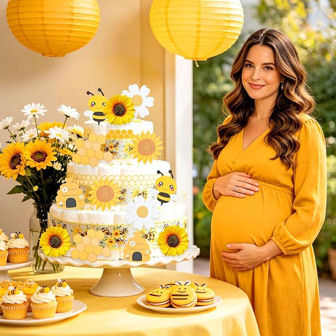 Honey Bee Baby Shower Diaper Cake Decorating Kit Party Supplies Gender Reveal Decorations Baby Shower Gifts Cake Topper Sweet As Can Bee Party