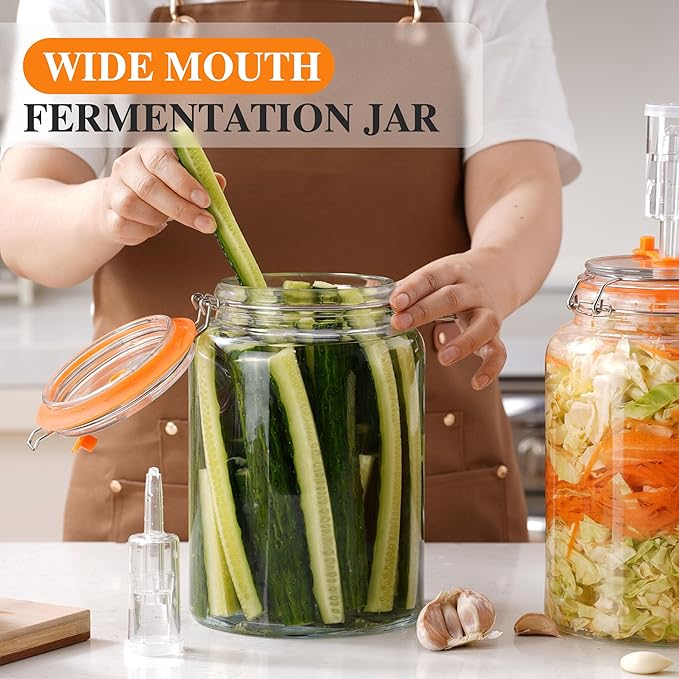 1 Gal Fermentation Kit, Jars, Weights & Airlocks, 2 Pack | Perfect for Sauerkraut, Kimchi, Kombucha and Pickles