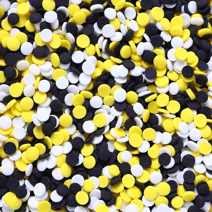 Edible White, Black and Yellow Sprinkles, Confetti Sprinkles, Round Sprinkle for Cake, Macaron, Cupcakes, Cookies, Ice Cream, and Candy(120g/4.23oz)
