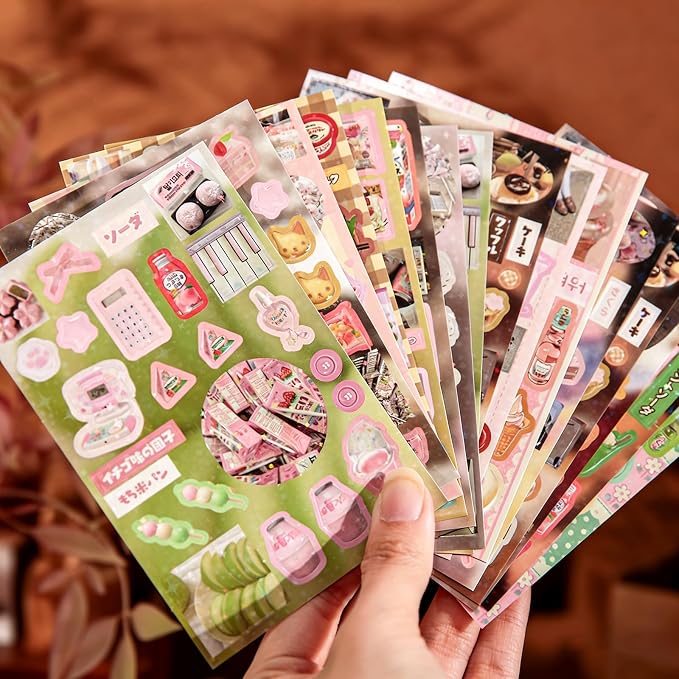 Vintage Japanese Sticker Book for Adults – 30 Sheets Aesthetic Cute Sticker Book for Scrapbooking & Journaling, Scrapbook Sticker Book, Girlhood DIY Crafts, Sticker Books for Adults