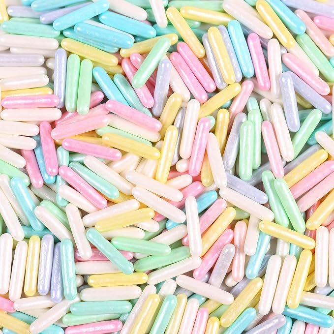 Pastel Sprinkles for Cake Decorating, Sujoygar 4.05oz Edible Colorful Sugar Rods Sprinkles for Baking Cupcake Toppers Cookie Wedding Shower Easter Chirstmas Party Supplies Birthday Celebrations