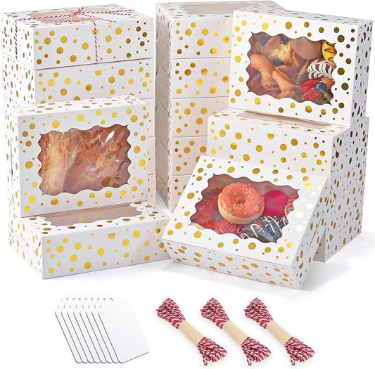 32Pcs 8x6x2.5 in White Christmas Cookie Boxes with Window - Perfect for Gifts, Treats, Desserts, Pastries
