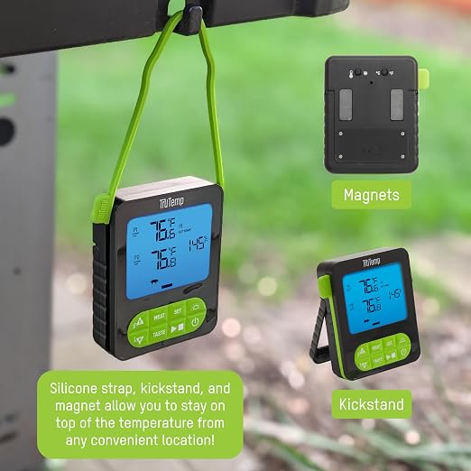 Taylor TruTemp Dual Probe Wired Programmable Meat and Food Thermometer, Digital for Cooking, Monitor Two Dishes with Two Probes for Baking, Grilling, and Roasting, User-Friendly, Backlit, Green