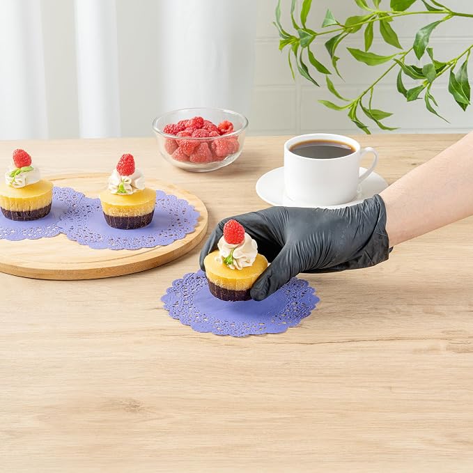 Restaurantware-Pastry Tek 6 x 6 Inch Placemat, 4000 Disposable Table Doilies - Elegant Lace Finish, Long Lasting, Purple Paper Placemat, for Pastries, Cupcakes, Desserts