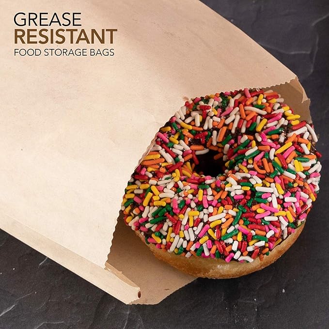 Kraft Brown Sandwich Bags (400 Pack) - Microwavable Unbleached Natural Kraft Paper Bags - Food Grade Grease Resistant Bags for Pastries, Cookies, Snacks - Biodegradable - Stock Your Home