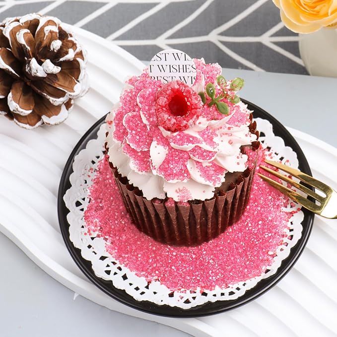 Pink Sprinkles Sanding Sugar for Baking, 6.35oz/180g Edible Sparkling Sugar Crystal, Decorating Sugar Sprinkles for Cakes Cupcakes Cookies Ice Cream