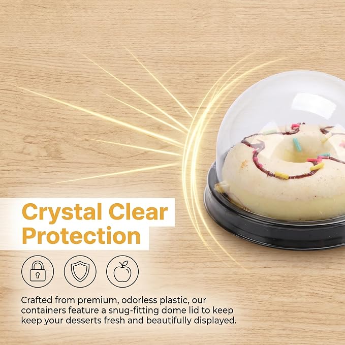 200 Pack Clear Plastic Mini Cupcake Containers, Single Cupcake Boxes with Dome Lids, Disposable Muffin Pastry Dessert Holders for Wedding, Birthday, Party, and Bakery