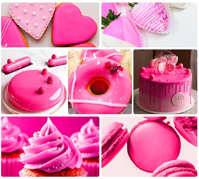 Oil Based Food Coloring Set, Pink Oil Based Food Coloring for Chocolate, Food Grade Food Color Dye for Candy Melts, Baking, Icing, Frosting and Cake Decorating, Flavorless Vibrant - 55g/Bottle
