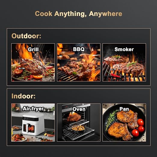 Wireless Meat Thermometer Digital - 800FT Stable Bluetooth Food Thermometer for Cooking, NIST 0.5F Accuracy, Wireless Meat Probe for Kitchen Grill BBQ Oven Smoker