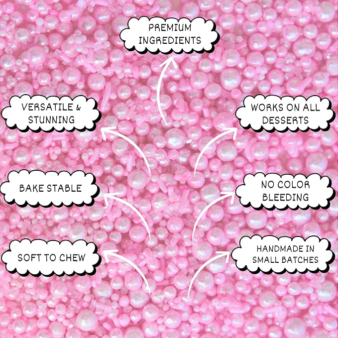 Confect Baby Pink Sprinkles – Premium Pink Pearl Cake & Cupcake Sprinkles (4.2 Oz) – Bake Stable, Soft Chew, No Synthetic Dyes – Edible Decorating Sprinkles for Cookies, Baking & Cake Decorations