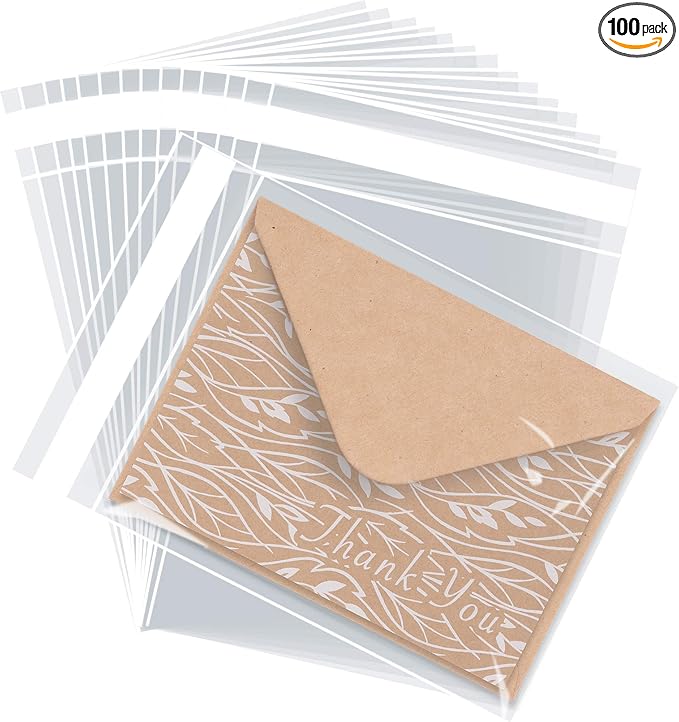 Purple Q Crafts Clear Self Sealing Cellophane Bags 6" x 9" 100 Pack Gift Bags For Packaging Gifts, Favors, Cookies and Products (6"x9")