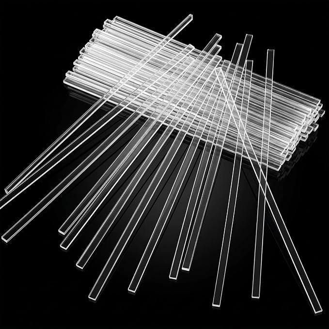 WLLHYF 120 Pcs Cake Topper Sticks Acrylic Clear Sticks | Candy Cake Pops Sticks Reusable Candy Rods 6" Round Plastic Strip Cakes Topper Stick for DIY Crafts Party Decor