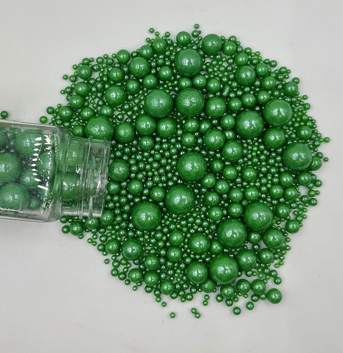 Sentovac Green Pearls Sprinkles Mix | Edible Cake Cupcake Sprinkles 1 Bottle 4.23oz/ 120g | for Wedding Party Baking Cupcake Cookie Ice Cream Decoration Supplies