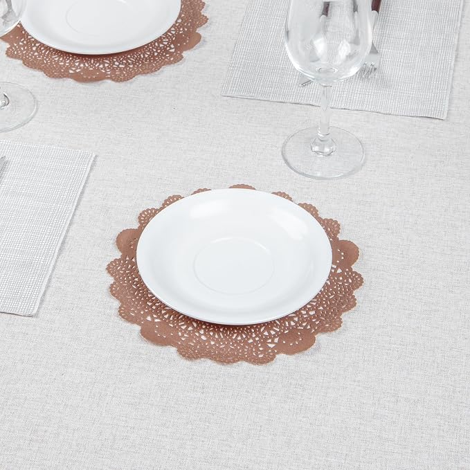 Restaurantware-Pastry Tek 8 x 8 Inch Paper Lace Doilies, 4000 Round Disposable Table Doilies - Elegant Lace Finish, Long Lasting, Brown Paper Lace Doilies, for Pastries, Cupcakes, Desserts