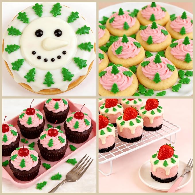 Edible Green Sprinkles, Green Tree Sugar Sprinkles for Cake Decorating, Cupcake Toppers, Cookies, Edible Baking Cake Decorations, Easter Party Holiday Supplies, 180g/6.35oz