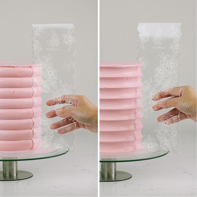 Lacupella Cake Decorating Comb Scraper Shaper For Buttercream Icing and Ganache 12" Tall Set of 3 Patterns (Comb Set A)