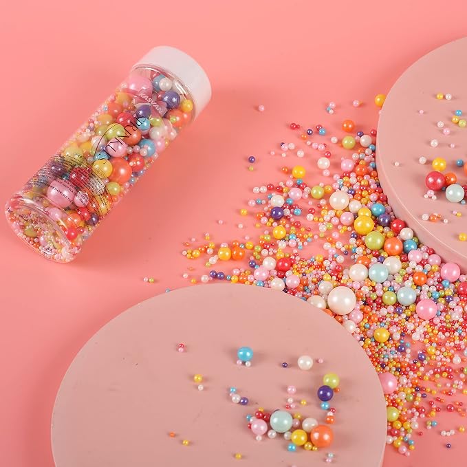Kasvan Mixed Pearl Sugar Sprinkles - Edible Candy Pearls 130g/4.58 Oz, Mix Size, Baking Cake Decorations, Ice Cream Toppings and Cookie Decorating, Wedding Party Chirstmas Supplies