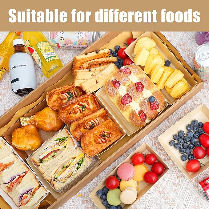 10 Pack Large Bakery Boxes with Window, 22x9.8x3.15 Inch Cookie Boxes, Cardboard Pastry Boxes, Brown Treat Box for Gift Giving, Baking Pies, Cakes, Muffins and Desserts (XL)