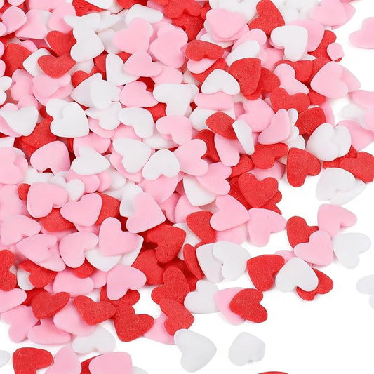 Pink White & Red Heart Sprinkles for Cake Decorating, Valentines Sprinkles for Baking, Edible Heart Shaped Confetti for Cookies, Cupcakes & Ice Cream
