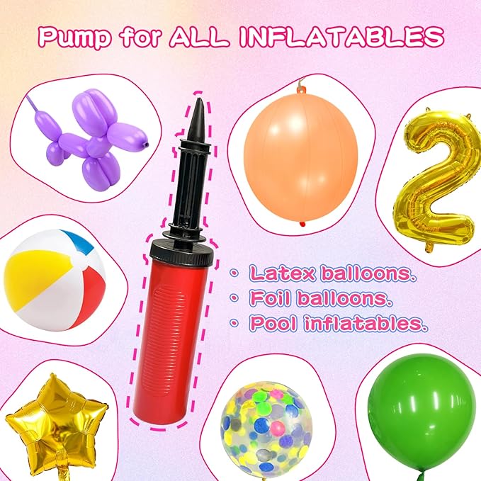 4pcs Balloon Pump Hand Held Inflator Air Pump for Balloons, 4 Random Color, Friends can Help Easy to Use for Party Birthday Decorations