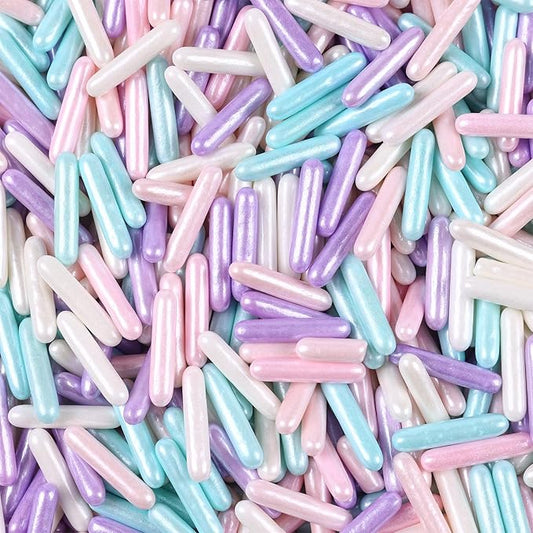 Sprinkles for Cake Decorating 4.2 Ounce Edible Sugar Rods Sprinkles for Cookie Decorating, Cupcake Topper, Ice Cream, Candy, Chocolate, Parties (Pink, Blue, Purple)
