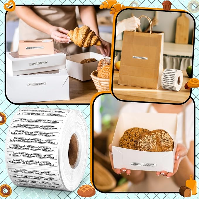 Marspark 500 Count Cottage Food Law Labels Stickers Made in A Home Kitchen Inspection Statement Thermal Printed Labels for Home Kitchen (2 x 0.26 Inch)