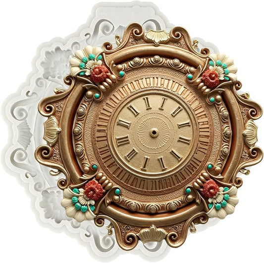 Baroque Clock Fondant Mold Baroque Style Fondant Silicone Mold For Sugar Cake Decorating Cupcake Topper Candy Chocolate Gum Paste Polymer Clay