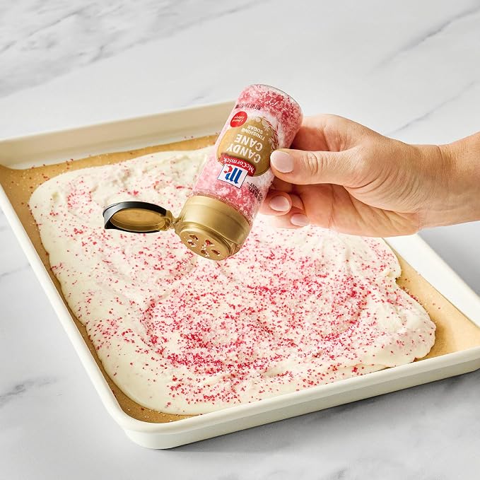 McCormick Finishing Sugar, Candy Cane, Limited Edition, Sweet Peppermint, Iconic Holiday Flavor, For Hot Chocolate, Chocolate Fudge, Bark, Cocktails, and More, 3.81 oz