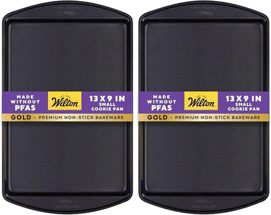 Wilton Perfect Results Premium Non-Stick Bakeware Small Cookie Sheet, 13.25 x 9.25, Steel (Pack of 2)