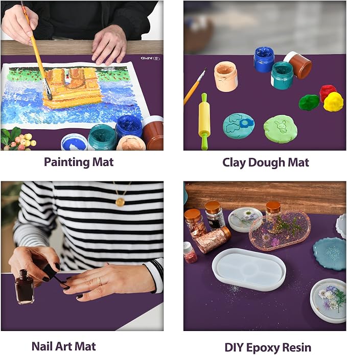 Sapid Extra Large Silicone Sheet for Crafts, Thick Silicone Jewelry Casting Mats, Nonstick Nonslip Silicon Mat for Epoxy Resin, Art Painting, Heat- Resistance Counter Mat (15.7"×23.6", Purple)