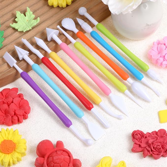 9PCS Double Head Air Clay Tools, Air Dry Clay Tools, Plastic Modeling Clays Tool for Pottery, Modelings, Sculpting, Cake Decoration