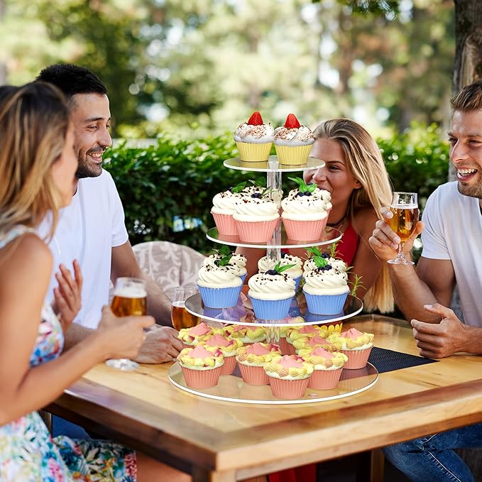 4 Tier Round Cupcake Stand, Acrylic Cupcake Display Stand for 38 Cupcakes, Clear Cupcake Holder Stand for Dessert Table, Cupcake Tower Stand for Wedding Birthday Party Graduation