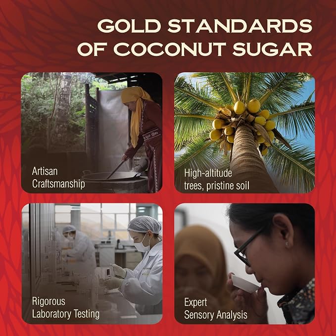 GULAJAWA Javanese Coconut Sugar - Single Origin, Pure Coconut Palm Sugar | Complex Caramel Notes for Coffee, Tea Lattes, Baking, Thai Cooking & Dry Rub Seasonings | Low GI Natural Sweetener - 1LB