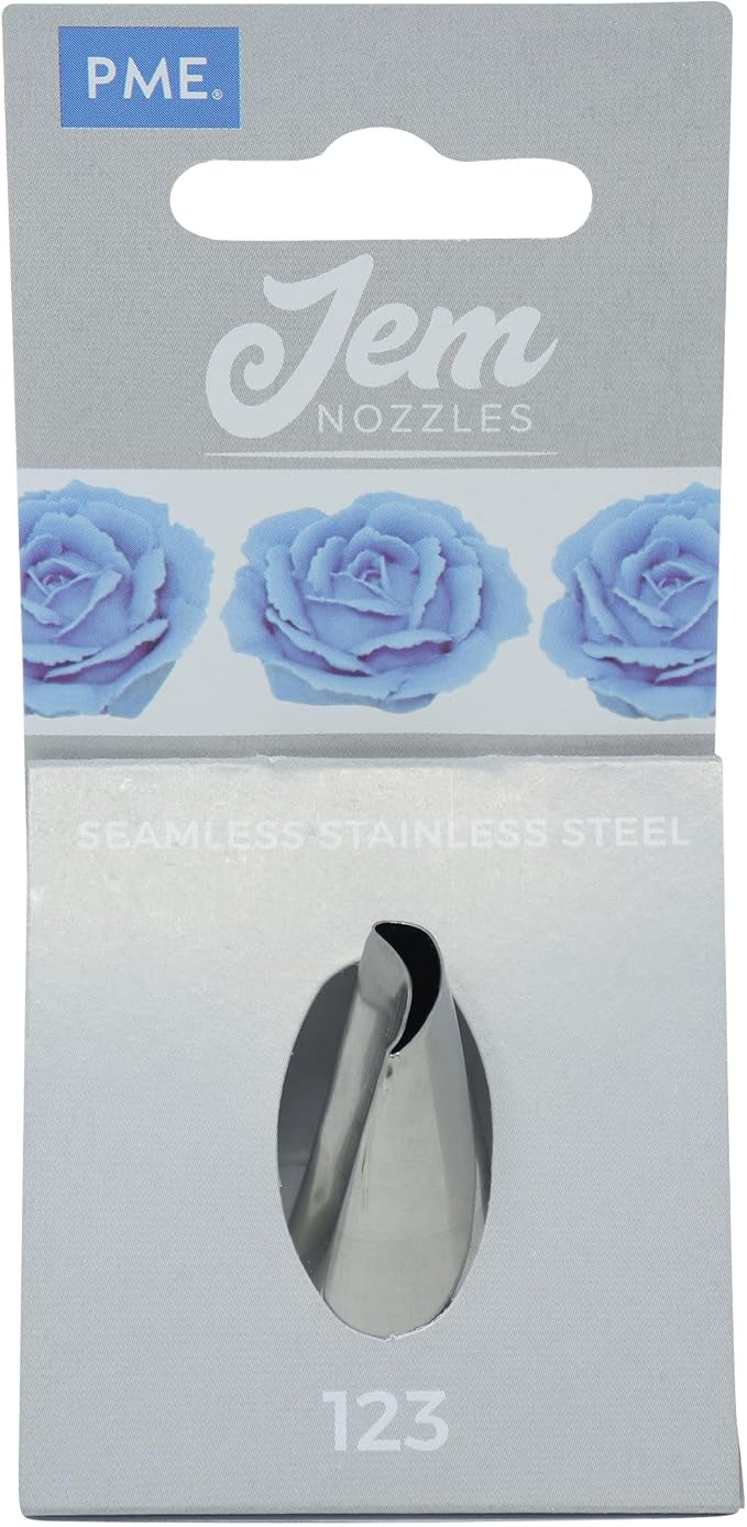Jem Enterprises JEM Cake Decorating Tip #123 Large Petal/Ruffle Piping Nozzle, Standard, Silver