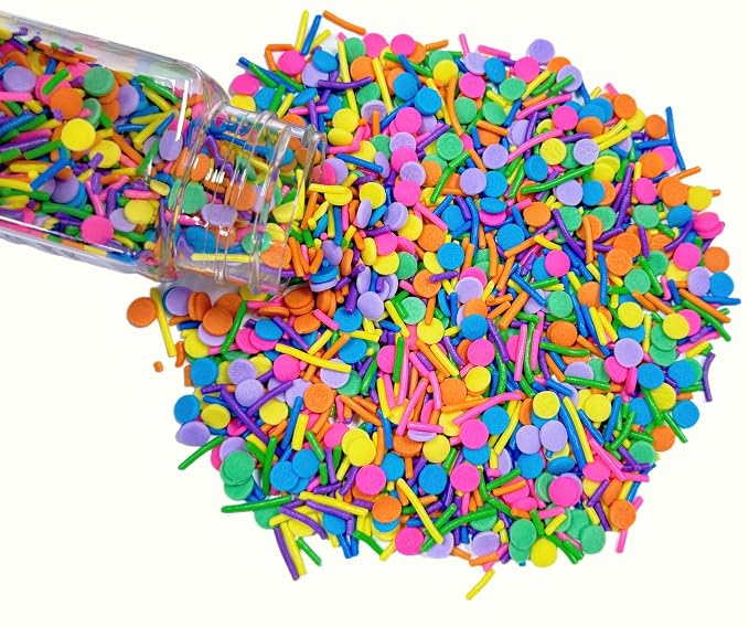 Sentovac Rainbow Round Confetti and Jimmies Sprinkles for Cake Decorating, Round Sprinkle for Cupcakes, Ice Cream, Donut, Cookies, Chocolate 3.53OZ