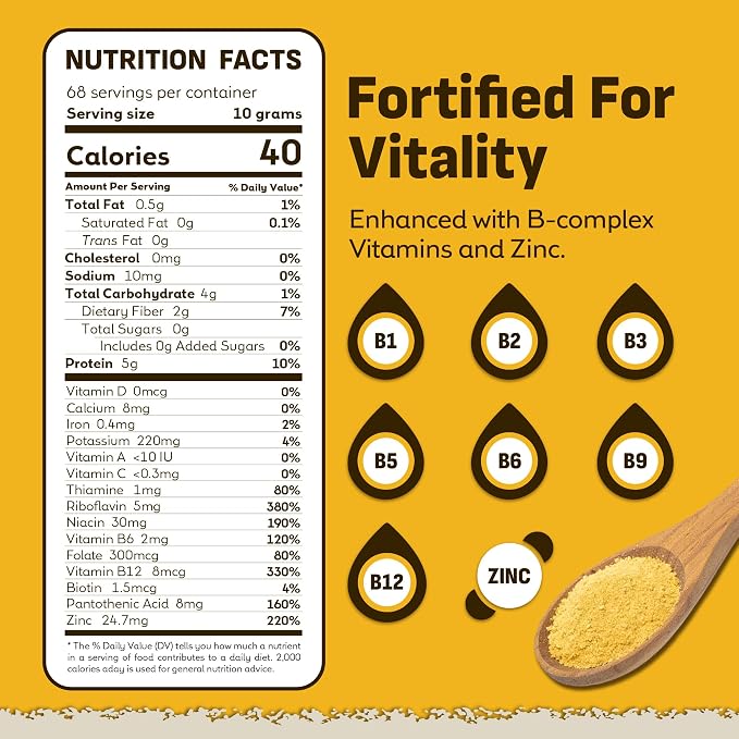 Coolinario Nutritional Yeast, Fortified, Large Flakes (1 GAL - 1.5 LBS) | Savory Cheese-Like Flavor, Rich in B-Vitamins, B12, Protein & Fiber, Ideal for Pasta, Popcorn & Sauces, Gluten-Free