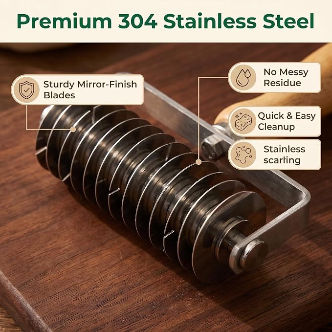 Lattice Pastry Pizza Dough Cutter Stainless Steel Cinnamon Roll Cutter for Pie Bread Beef Wellington Crust Baking