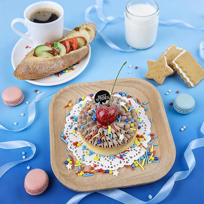 Red Blue and Yellow Sprinkles for Cake Decorating, Edible Pearls, Jimmies and Stars Mixed, Perfect for Cake Decorations, Baking, Ice Cream, Cookies, Cupcake Toppings