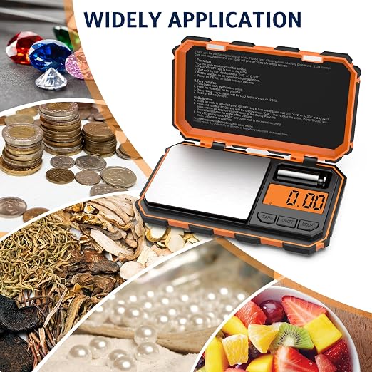 Digital Gram Scale, 200g x 0.01g Pocket Scale, Mini 6 Units Jewelry Scale with LCD Display, Tare Function for Food, Jewelry, Coin, Coffee,with 50g Calibration Weight(Battery Included)