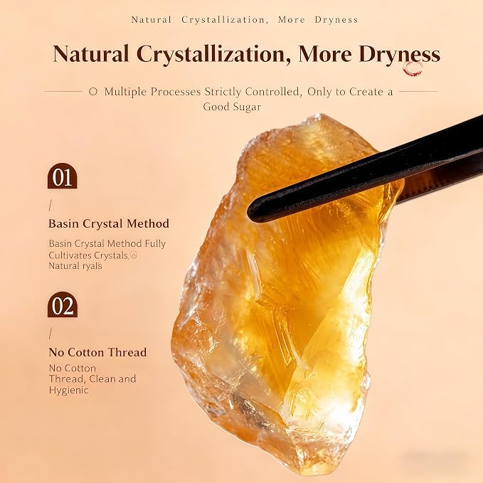 17.6 oz (500g) Premium Yellow Rock Sugar, All-Natural Cane Sugar Crystals for Vietnamese Pho, Bubble Tea, Coffee, Baking & Cooking - Quick-Dissolving, Non-GMO, Friendly Sweetener