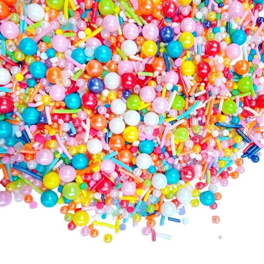 HeDeon&Rles Edible Rainbow Sprinkles for Baking Pearls/Jimmies/Sugar Sanding/Confentti Cake Decoration Birthday Wedding Caketopper
