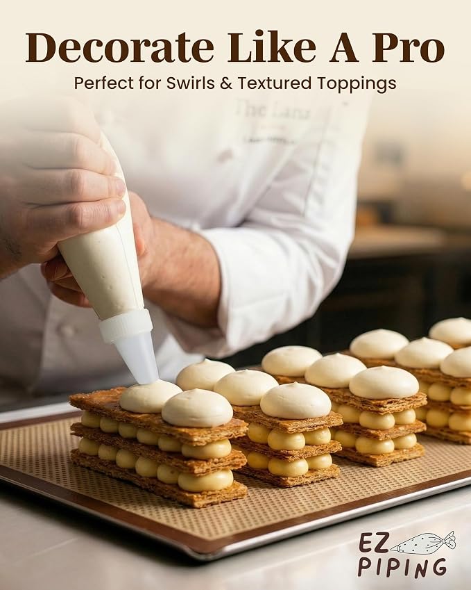 Reusable Plastic Piping Tips - Standard Size Round Tip #10 20 Pack with 2 Couplers Icing Nozzles for Cake Decoration Dessert Design Baking Supplies and Piping Bags Base Ø 0.75", Height 1.25"