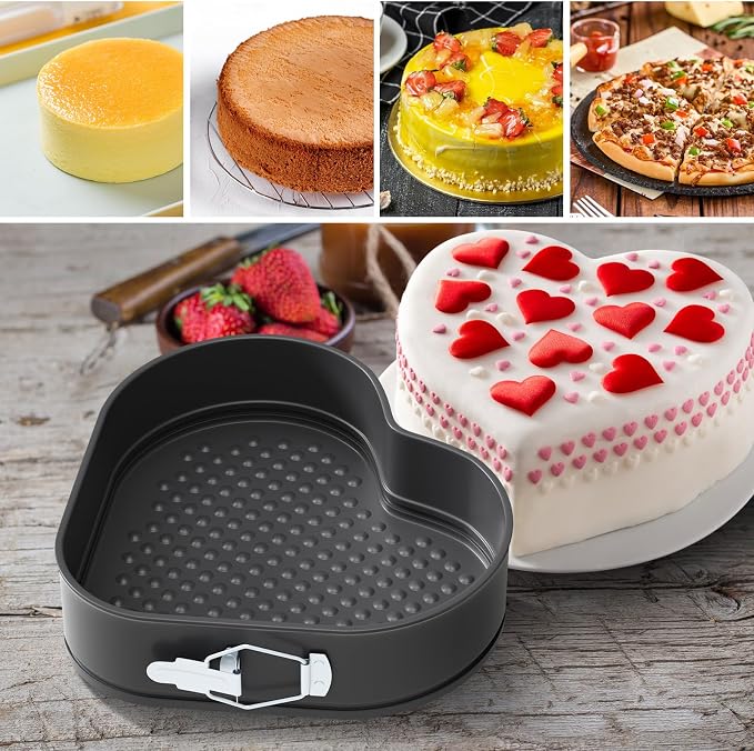 ENLOY Springform Cake Pan Set of 3, Non-Stick Leak-Proof with Removable Bottom, 7.5/8.5/9.5 Inch, Multi-Shape with Secure Latch, Perfect for Cheesecake, Round Cakes & Baking, Oven & Dishwasher Safe