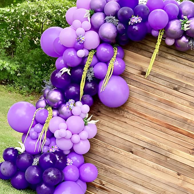 Voircoloria 90pack Purple Balloons Different Size 18/12/10/5 Inch Purple Balloon Garland Arch Kit for Halloween, Graduation, Wedding, Birthday, Baby Shower, Anniversary Party Decorations