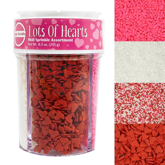 Mystic Sprinkles 4 Cell Sprinkle Assortments (Lot's of Hearts, Midi)