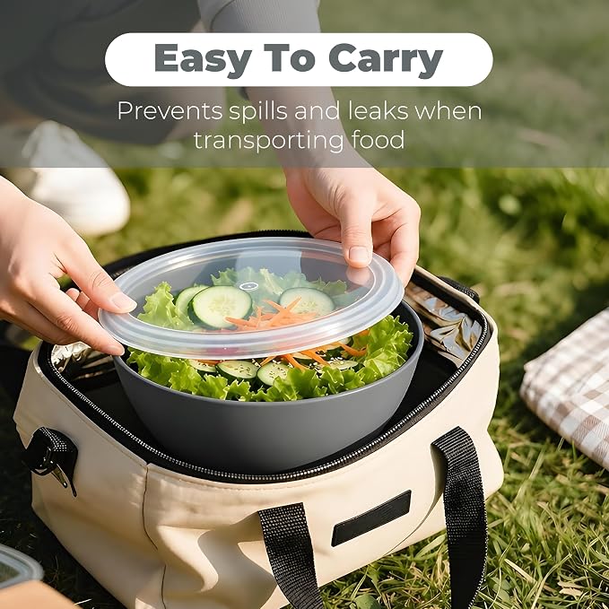 ZHANG XIAO QUAN SINCE 1628 Food Storage Containers Set of 4, PP5 Plastic Fresh-Keeping Container BPA Free, Airtight Lids, Microwave and Freezer Safe, GREY