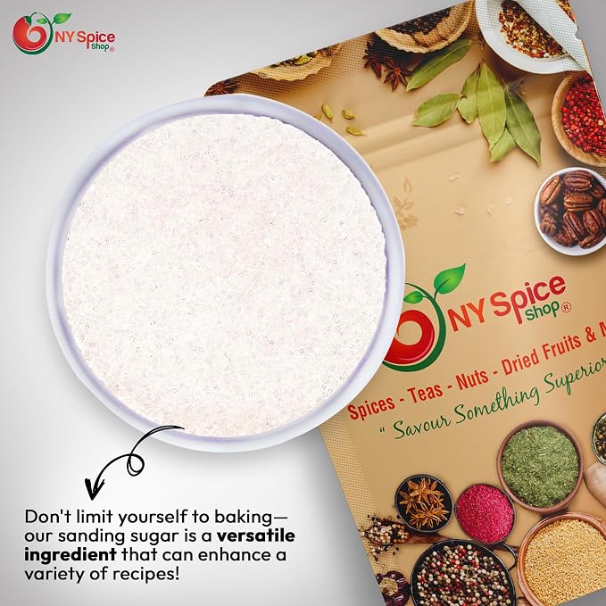 NY Spice Shop White Sanding Sugar - 3 Pound Sweet Colorful Edible Sprinkles For Candy Dish - Chocolate Sprinkles For Cake Decorating Cookies Basket & Dishes
