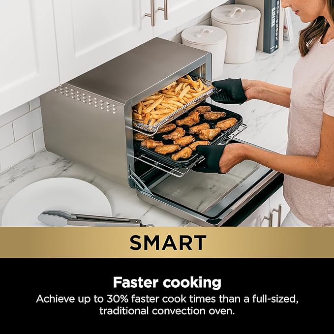 NINJA DT251 Foodi 10-in-1 Smart Air Fry Digital Countertop Convection Toaster Oven with Thermometer XL Capacity and a Stainless Steel Finish (Renewed)